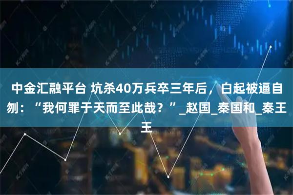 中金汇融平台 坑杀40万兵卒三年后，白起被逼自刎：“我何罪于天而至此哉？”_赵国_秦国和_秦王