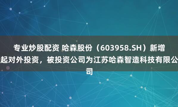 专业炒股配资 哈森股份（603958.SH）新增一起对外投资，被投资公司为江苏哈森智造科技有限公司